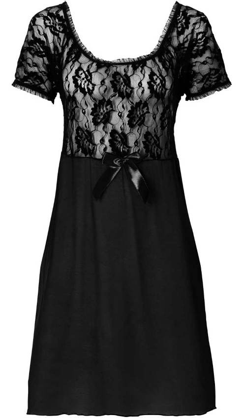 Černé šaty s průsvitným krajkovým horním dílem
