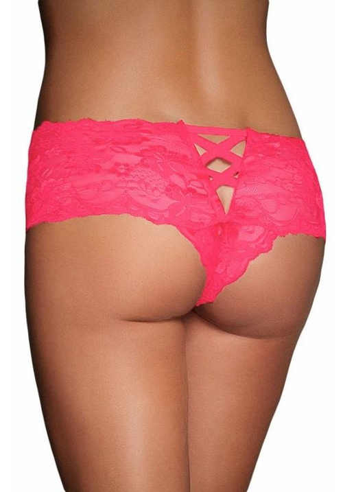 Růžové krajkové spodní kalhotky v sexy provedení